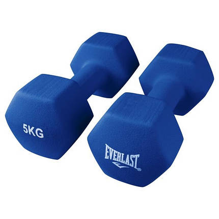 Гантелі для фітнесу неопрен сині 5 кг х 2 шт Everlast, фото 1