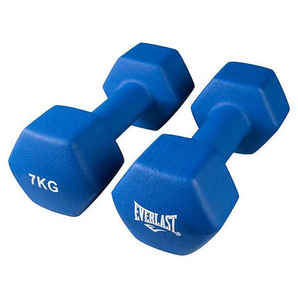 Гантелі для фітнесу неопрен сині 7 кг х 2 шт Everlast, фото 1