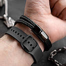 Чоловічий браслет шкіряний чорний NOFEAR розмір 17-19 см (довжина 21 см), фото 4