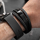 Чоловічий браслет шкіряний чорний NOFEAR розмір 17-19 см (довжина 21 см), фото 3