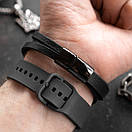 Браслет чоловічий шкіряний чорний IMMORT розмір 17-19 см (довжина 21 см), фото 5