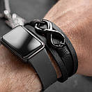 Браслет чоловічий шкіряний чорний IMMORT розмір 17-19 см (довжина 21 см), фото 3