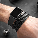 Браслет чоловічий шкіряний TAFGAY T2 чорний на застібці 17-19 см (довжина 21 см), фото 3