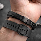 Шкіряний чоловічий браслет чорний FOTON 17-19 см (довжина 21 см), фото 3