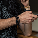 Шкіряний чоловічий браслет чорний FOTON 17-19 см (довжина 21 см), фото 4