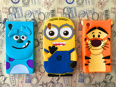 Гумовий 3D чохол для Sony Xperia Z1 C6902 Міньйон Салліван і Тигруля