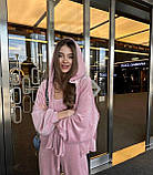 Костюм-трійка жіночий велюровий оверсайз кофта на блискавці з капюшоном + штани + топ 42-46, фото 7