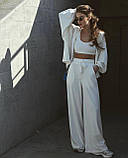 Костюм-трійка жіночий велюровий оверсайз кофта на блискавці з капюшоном + штани + топ 42-46, фото 8