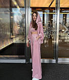 Костюм-трійка жіночий велюровий оверсайз кофта на блискавці з капюшоном + штани + топ 42-46, фото 10