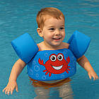 Дитячий жилет для плавання з нарукавниками від 2 років 48х14х23 см синій із крабом надувний плавальний жилет, фото 9