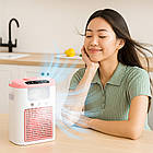 Мінікондиціонер із підсвіткою і зволожувачем повітря USB рожевий для охолодження робочого місця та сну, фото 5