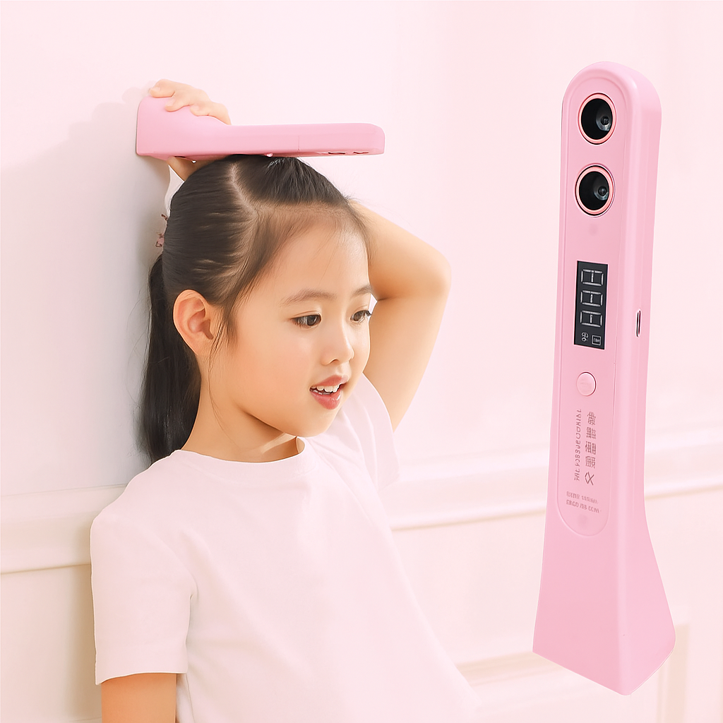 Електронний ростомір Зрістер PRO рожевий 200 см з акумулятором 500 мА·год для точного вимірювання росту в домашніх, фото 1