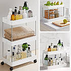 Етажерка на коліщатках 3 яруси HB-27 60х40х22 см універсальна полиця для ванної кухні та зберігання речей, фото 7