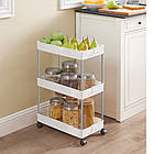 Етажерка на коліщатках 3 яруси HB-27 60х40х22 см універсальна полиця для ванної кухні та зберігання речей, фото 8