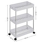 Етажерка на коліщатках 3 яруси HB-27 60х40х22 см універсальна полиця для ванної кухні та зберігання речей, фото 10