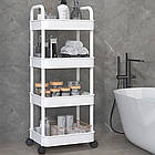 Стелаж пересувний 4-ярусний GT-248 з коліщатками для ванної кімнати зберігання побутових предметів і косметики, фото 3
