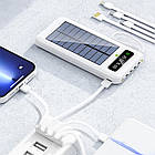 Power Bank із сонячною панеллю 10000 мА·год білий портативний зарядний пристрій із 4 перехідниками для ґаджетів, фото 9