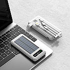 Power Bank із сонячною панеллю 10000 мА·год білий портативний зарядний пристрій із 4 перехідниками для ґаджетів, фото 10