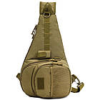 Рибальська сумка коричневого кольору 43х25 см із безліччю відділень для зберігання снастей і аксесуарів, фото 3