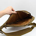 Рибальська сумка коричневого кольору 43х25 см із безліччю відділень для зберігання снастей і аксесуарів, фото 4