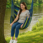 Підвісний гамак-крісло 130х100 см зручний одномісний садовий гамак гойдалки для відпочинку вдома та на вулиці, фото 2