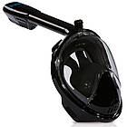 Повнолицева панорамна маска для підводного плавання чорна розмір L XL зручна маска для снорклінгу, фото 2