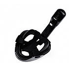 Повнолицева панорамна маска для підводного плавання чорна розмір L XL зручна маска для снорклінгу, фото 4