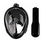 Повнолицева панорамна маска для підводного плавання чорна розмір L XL зручна маска для снорклінгу, фото 5