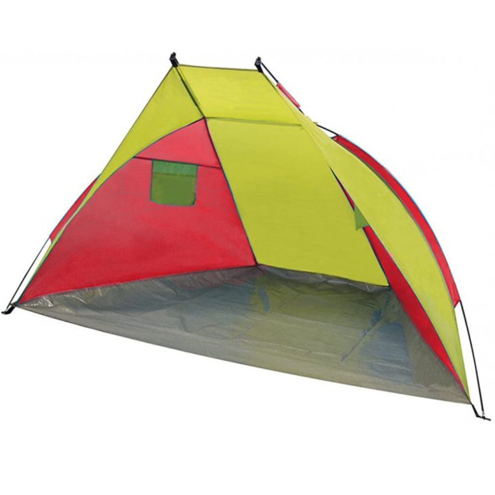 Намет пляжний тент Мушля WM-0T103 210×120×100 см жовто-червоний автоматична двомісна модель для, фото 1