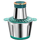 Електричний подрібнювач для кухні Блискавка 2 літри 1200 Вт зелений блендер чопер для овочів і м'яса, фото 2