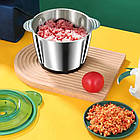 Електричний подрібнювач для кухні Блискавка 2 літри 1200 Вт зелений блендер чопер для овочів і м'яса, фото 4