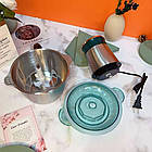 Електричний подрібнювач для кухні Блискавка 2 літри 1200 Вт зелений блендер чопер для овочів і м'яса, фото 9