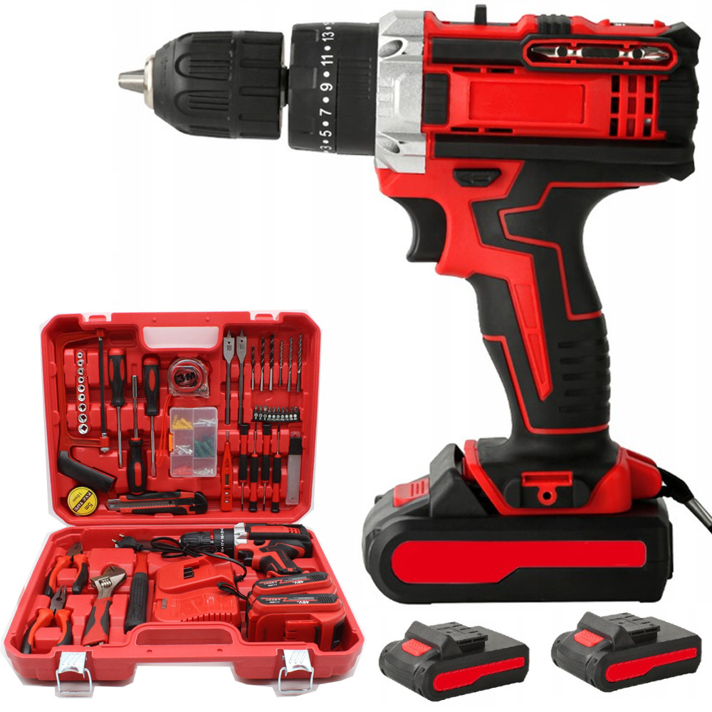 Акумуляторний шурупокрут із набором інструментів і 2 акумуляторами потужний бездротовий шурупокрут-дриль для, фото 1
