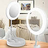 Настільне кругле складне дзеркало для макіяжу Live Makeup G3 з Led підсвічуванням і тримачем для телефону, фото 3