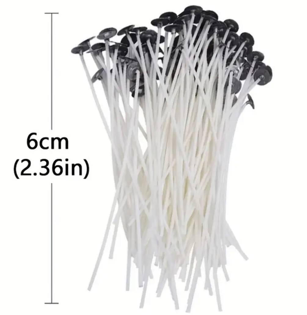 Фітіль просочений соєвим воском із тримачем 6 см, 10 шт, фото 1