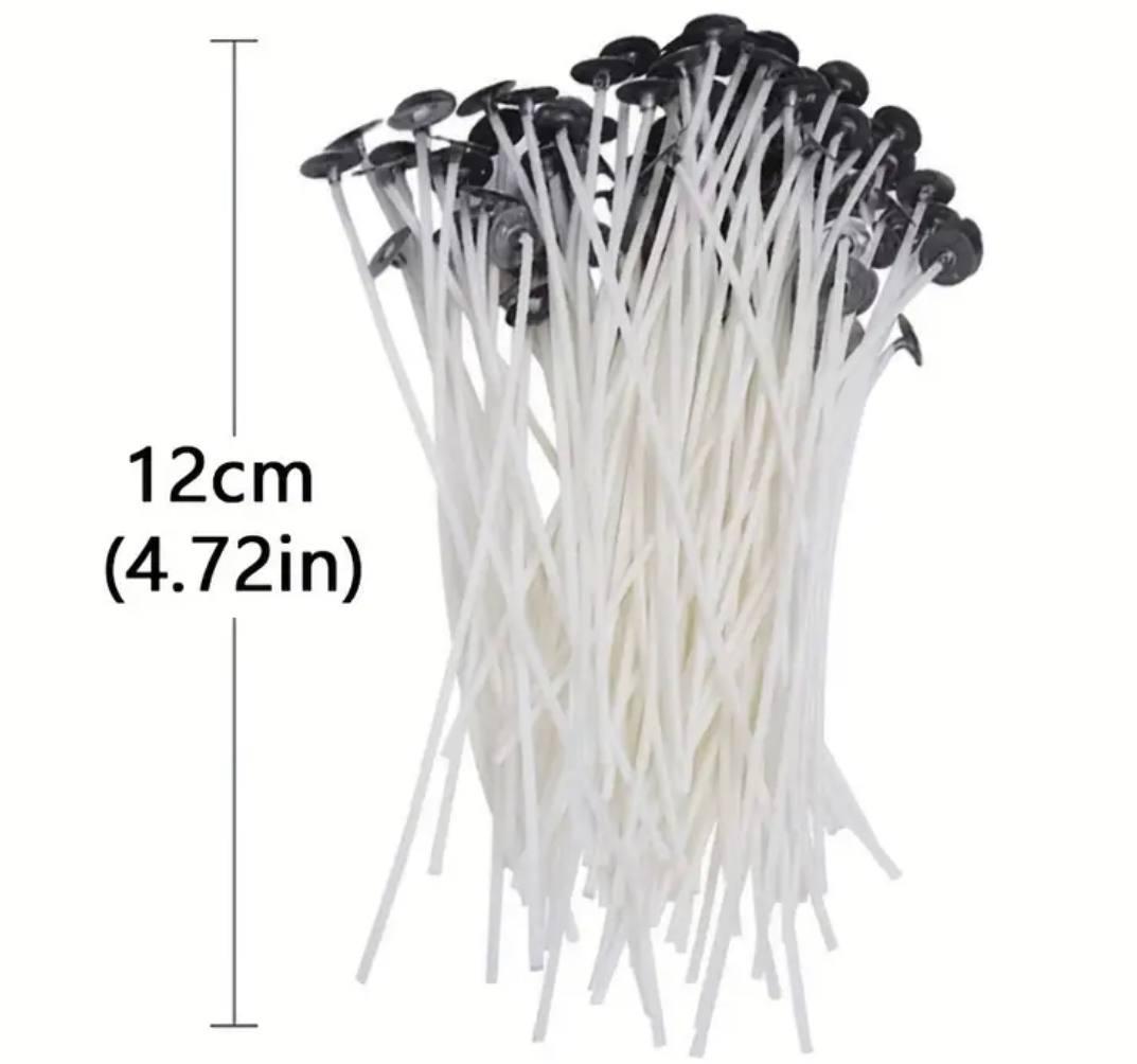 Ґніт 12 см із тримачем, просочений соєвим воском, 10 шт