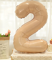 Цифра 2 бежевий куля фольгована 100 см 40" в упаковці
