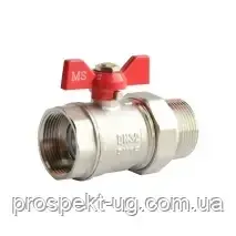 Кран Ду32 (1 1/4") ру16 кульовий з американкою метелик латунний нікель хром В-З, фото 1
