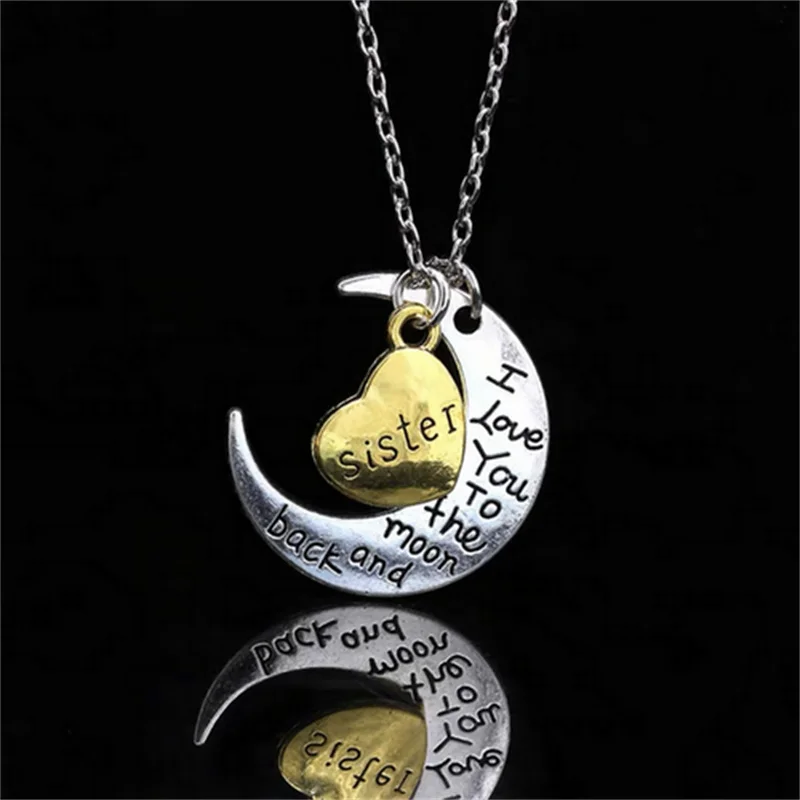 Підвіска sister I Love You To The Moon And Back кулон для сестри друзів, фото 1