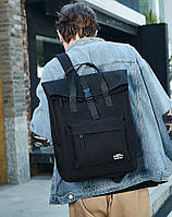 Стильний чорний міський рюкзак ролтоп чоловічий жіночий в місто і для подорожей Рюкзачок для студентів