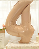 Цифра 4 бежевий куля фольгована 100 см 40" в упаковці