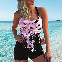 Роздільний купальник танкіні з шортами. Сакура. Є великі розміри.