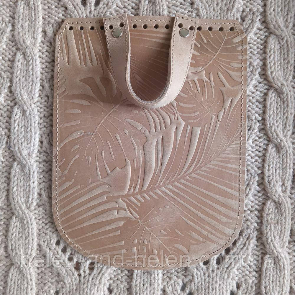 Клапан для рюкзака "Листя". Колір Слонова кістка, фото 1