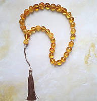Чотки 33 намистини 100% натуральний бурштин 9-12 мм вага 26г
