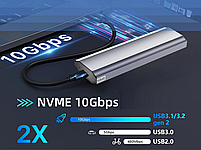 Зовнішня кишеня Deepfox M11 для M.2 SSD NVMe (PCIe) / NGFF (Sata) Type-C USB 3.1 Gen 2 Original, фото 7