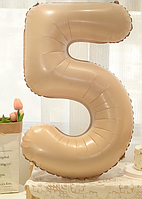 Цифра 5 бежевий куля фольгована 100 см 40" в упаковці