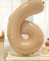 Цифра 6 бежевий куля фольгована 100 см 40" в упаковці