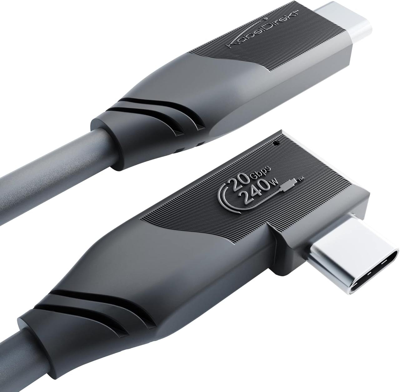 Кутовий USB-C кабель KabelDirekt 2м - 20Гбіт / с, зарядка 240Вт, відео 4K, PD 3.1, фото 1