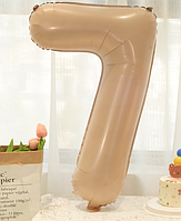 Цифра 7 бежевий куля фольгована 100 см 40" в упаковці
