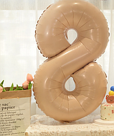 Цифра 8 бежевий куля фольгована 100 см 40" в упаковці